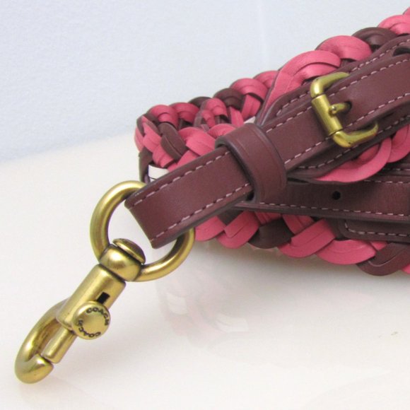 Coach NWT $150 Interchangeable Strap Weaving 624 Pink Burgundy Brass RET… - Picture 11 of 12